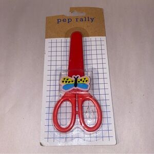 NEW Pep Rally 5.3"  Blunt Tip Scissors w/Sheath, Red w/ Butterfly